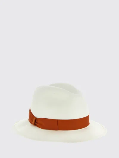 Borsalino Woven Raffia Hat In White