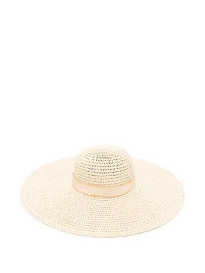 Borsalino Marlene Straw Hat Ribbon Wide Brim In Neutral