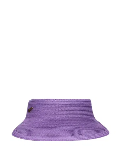 Borsalino Woven Wide-brim Visor In Purple