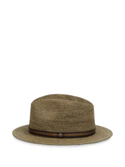 Borsalino Woven-design Grosgrain-trim Fedora Hat In Brown