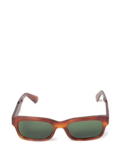 Borsalino X Marcello Rectangle-frame Sunglasses In Brown