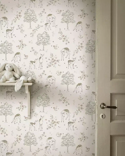 Boråstapeter Deer Love Wallpaper In White