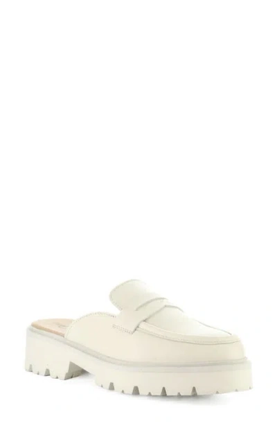Bos. & Co. Brill Leather Loafer Mule In Cream