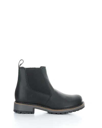 Pre-owned Bos. & Co. By Fly London Women's Corra Black Leather Side Zip Ankle Boots In Black (saddle Leather)