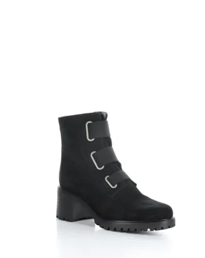 Pre-owned Bos. & Co. By Fly London Women's Indie Round Toe Zip Up Boot In Black (suede)