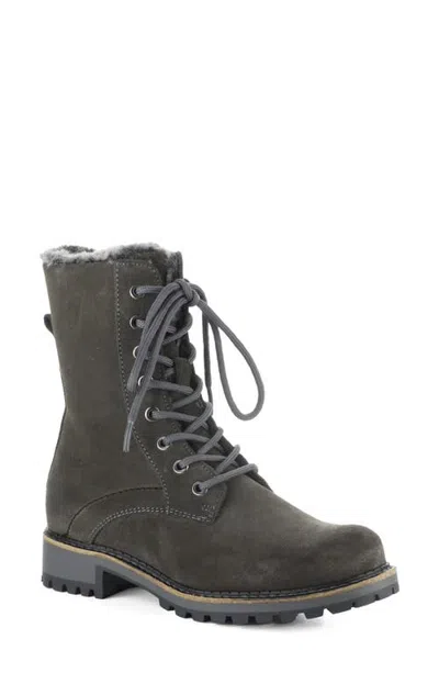Bos. & Co. Cyrus Leather Boot With Faux Fur Trim In Gray