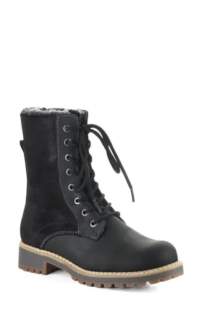 Bos. & Co. Cyrus Leather Boot With Faux Fur Trim In Black