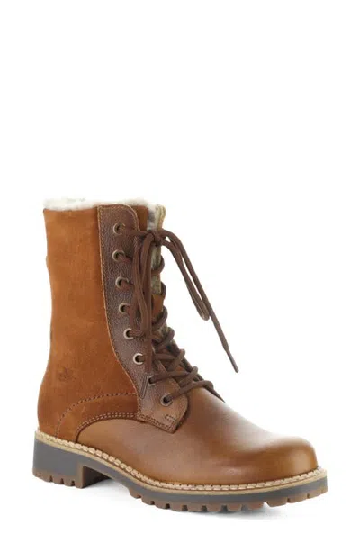 Bos. & Co. Cyrus Leather Boot With Faux Fur Trim In Brown