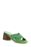 Bos. & Co. Gessa Block Heel Slide Sandal In Green Rafia/suede