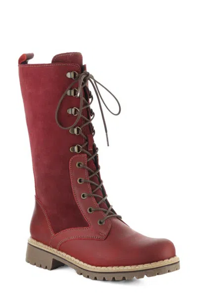 Bos. & Co. Havi Leather Lace-up Tall Boot In Red