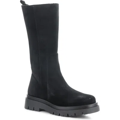 Bos. & Co. Marie Platform Boot In Black Suede/murta Faux Fur