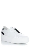 Bos. & Co. Mona Platform Slip-on Sneaker In White/black/silver Patent