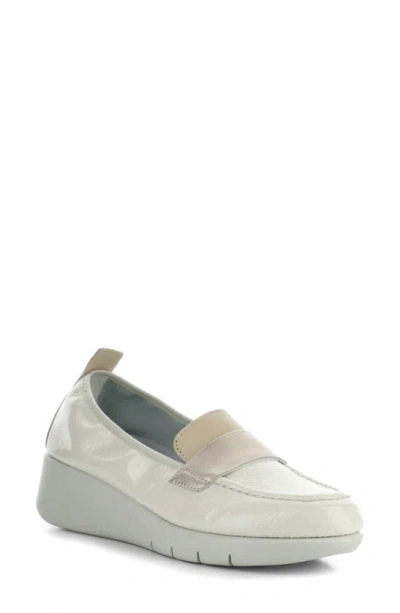 Bos. & Co. Screen Wedge Loafer In Mixed White Patent