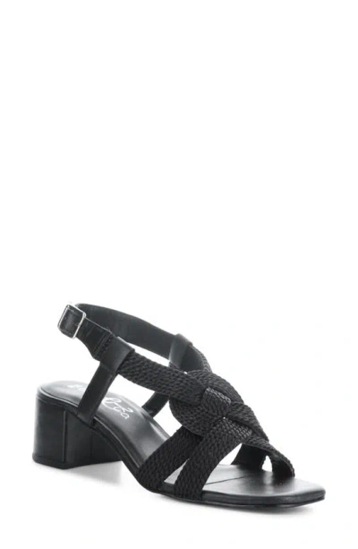Bos. & Co. Upbeat Block Heel Slingback Sandal In Black Leather/ Rope