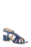 Bos. & Co. Upbeat Block Heel Slingback Sandal In Navy Leather/ Rope