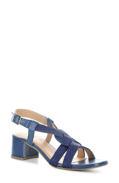 Bos. & Co. Upbeat Block Heel Slingback Sandal In Navy Leather/ Rope