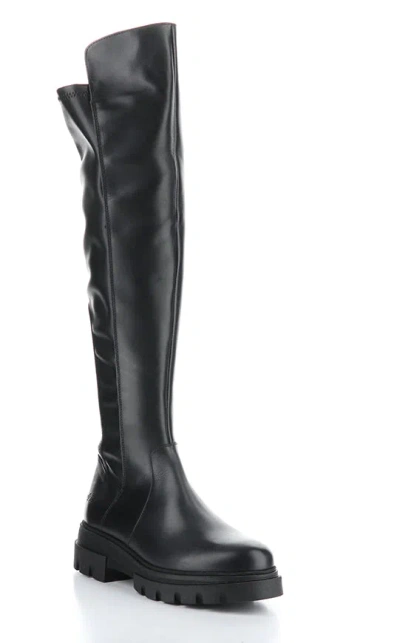 Pre-owned Bos. & Co. Women's Fifth 18" Elasticated Side-zip Pull On Tall Boot In Feel Black