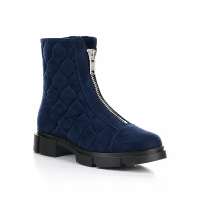 Bos. & Co. Women's Lane Ankle Boot In Navy Suede / Quilted Suede In Multi