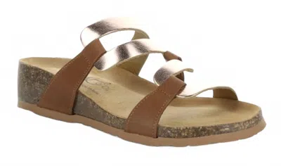 Bos. & Co. Women's Luzzi Cork Sole Slip-on Sandals In Brandy/pink Leather In Brown