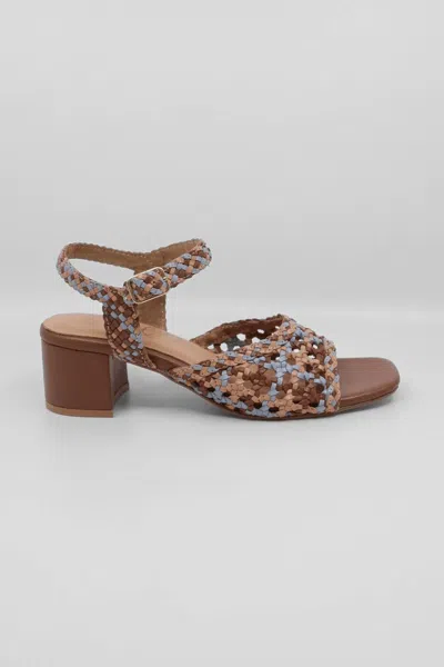 Bos. & Co. Women's Wendi Woven Leather Sandals In Tan Mix In Animal Print