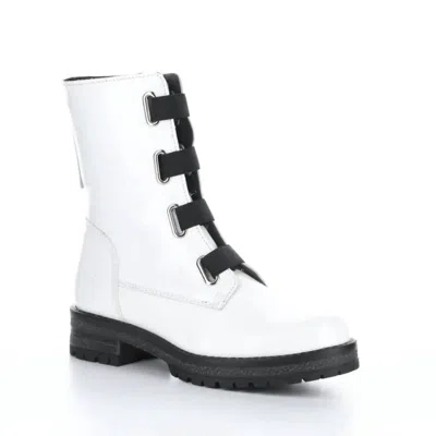 Bos. & Co. Women's Zip-up Elastic Ankle Boot In White In Animal Print