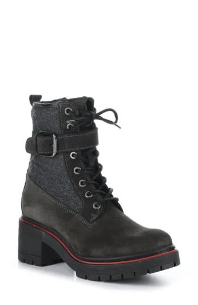 Bos. & Co. Zing Waterproof Combat Boot In Grey Suede/flannel