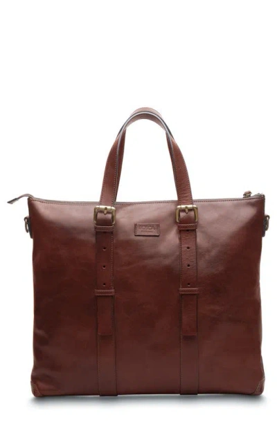 Bosca Brenta Leather Tote In Dark Brown