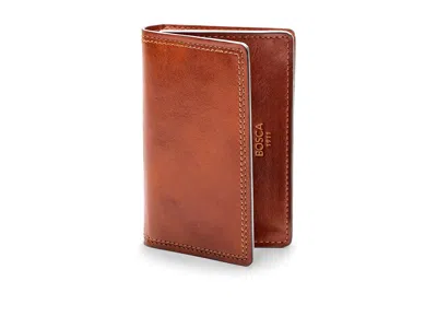 Bosca Dolce Collection - Full Gusset Two-pocket Card Case W/ I. D. Credit Card Wallet Amber: One Size In Brown