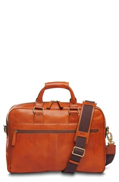 Bosca Italia Stringer Leather Briefcase In Amber