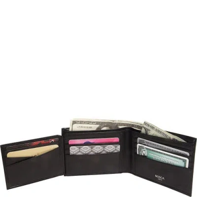 Bosca Nappa Vitello Bifold Wallet With Card/id Flap In Black