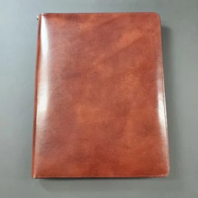 Pre-owned Bosca Old Leather Brown Zipper Padfolio 932 58