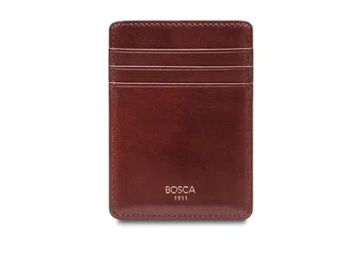 Bosca Old Leather Collection - Deluxe Front Pocket Wallet Bi-fold Wallet Dark Brown Leather: One Size In Pink