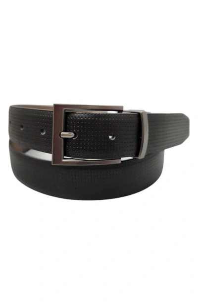 Bosca Reversible Pindot Leather Belt In Black/ Brown