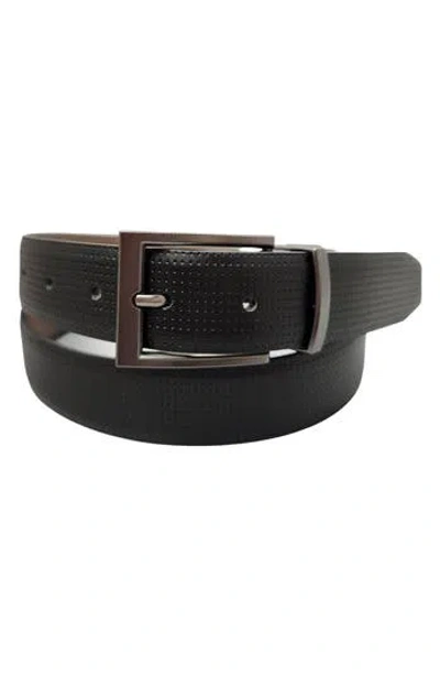Bosca Reversible Pindot Leather Belt In Black/brown