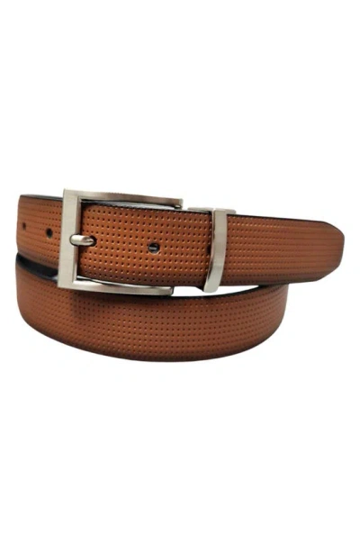 Bosca Reversible Pindot Leather Belt In Brown