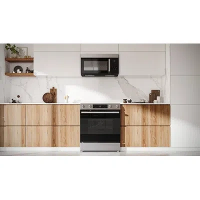 Bosch 100 Series 30" Electric Range With Over The Range Microwave In Stainless Steel;black