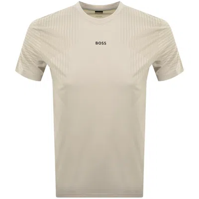 Boss Athleisure Boss Active Push Slim Fit T Shirt Beige In Brown