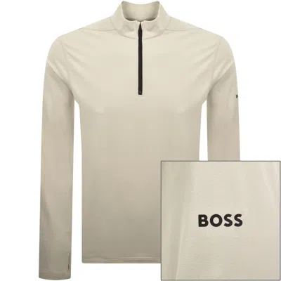 Boss Athleisure Boss Active Zip Sweatshirt Beige In Neutral