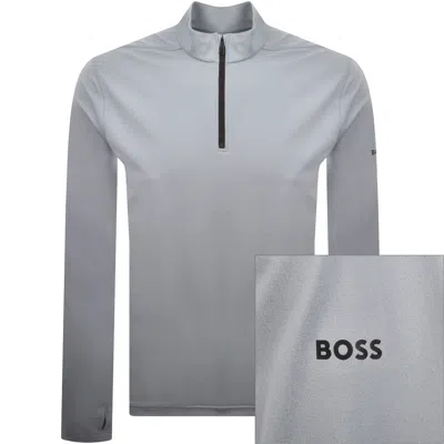 Boss Athleisure Boss Active Zip Sweatshirt Blue In Gray
