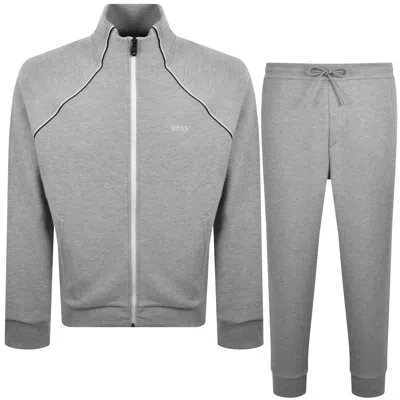 Boss Athleisure Boss Contrast Piping Tracksuit Set Grey In Gray