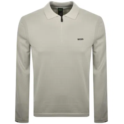 Boss Athleisure Boss Ever X Knit Polo Jumper Beige In Gray