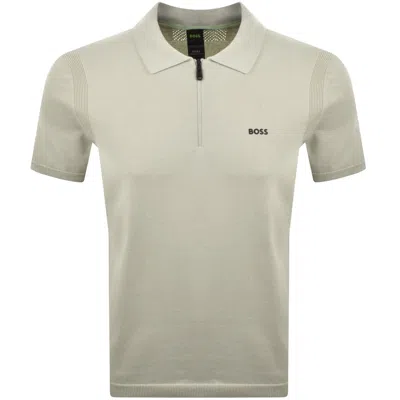 Boss Athleisure Boss Ever X Knit Polo Jumper Light Beige In Green