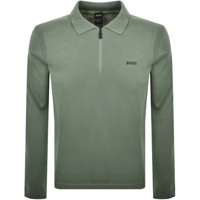 Boss Athleisure Boss Ever X Knit Polo Jumper Open Green