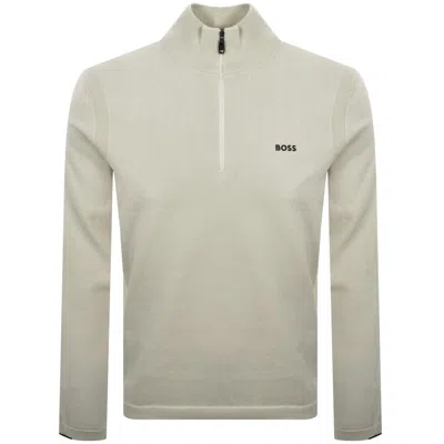 Boss Athleisure Boss Ever X Quarter Zip Jumper Beige In Gray