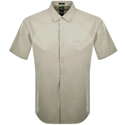 Boss Athleisure Boss Excurse Short Sleeve Striped Shirt Beige In Neutral