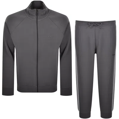 Boss Athleisure Boss Full Zip Tracksuit Set Grey In Gray