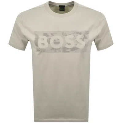 Boss Athleisure Boss Globe Logo T Shirt Beige In Neutral