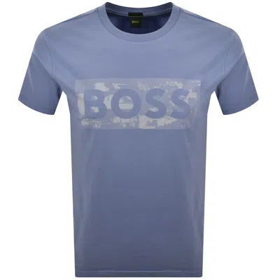Boss Athleisure Boss Globe Logo T Shirt Blue