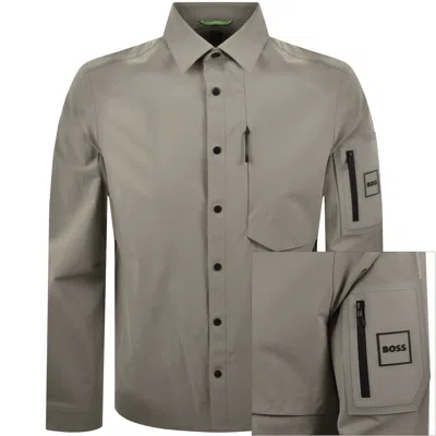 Boss Athleisure Boss Globe Overshirt Khaki In Gray