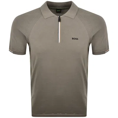 Boss Athleisure Boss Goc Perform Knit Polo Khaki In Gray